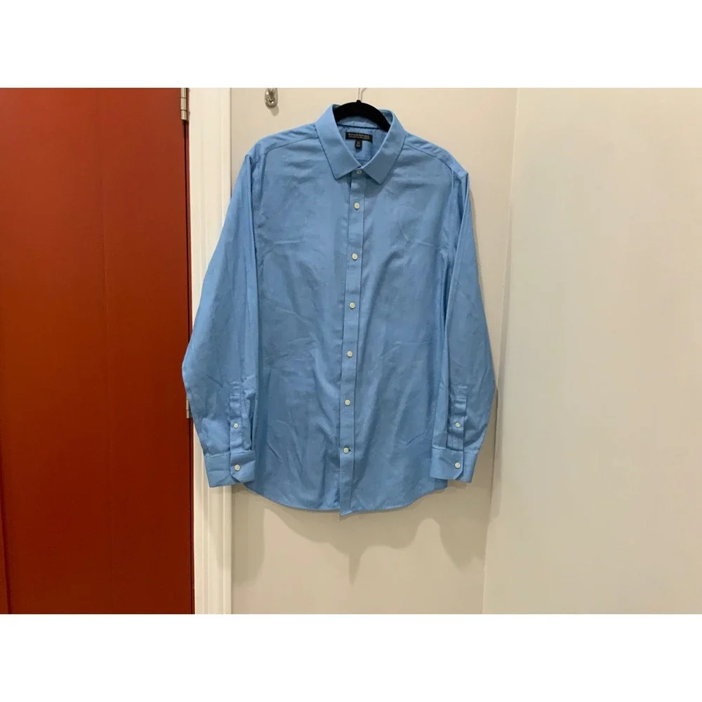 Banana Republic Mens XL Non-Iron Tailored Slim Fit Blue Cotton Dress Shirt